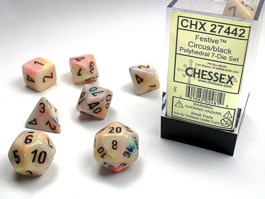 Chessex: 7 Piece Dice Set - Festive Circus/Black