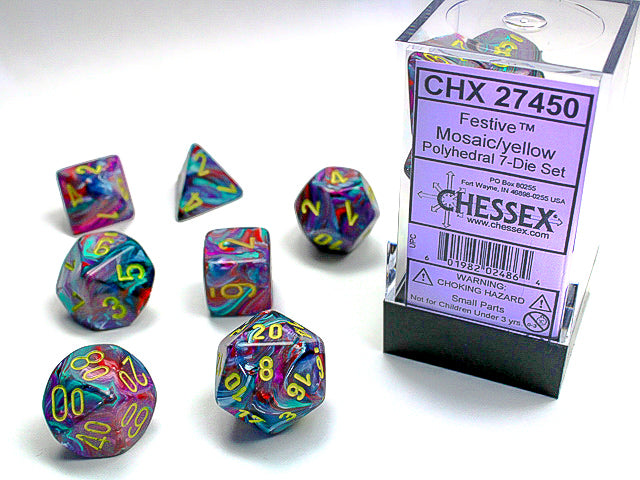 Chessex: 7 Piece Dice Set - Festive Mosaic/Yellow