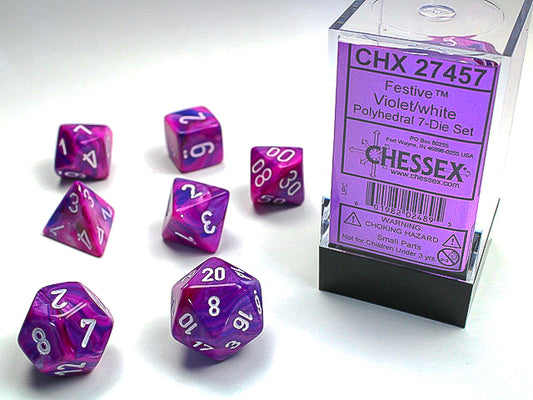 Chessex: 7 Piece Dice Set - Festive Violet/White