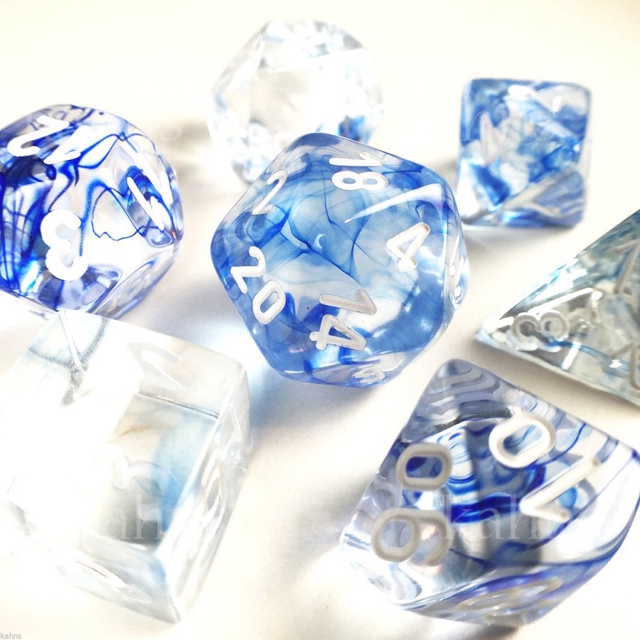 Chessex: 7 Piece Dice Set - Nebula Dark Blue/White