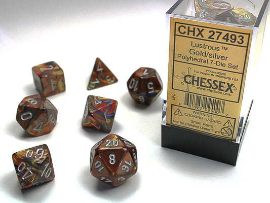 Chessex: 7 Piece Dice Set - Lustrous Gold/Silver