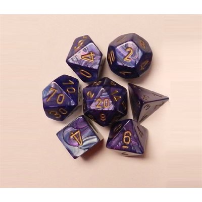 Chessex: 7 Piece Dice Set - Lustrous Purple/Gold