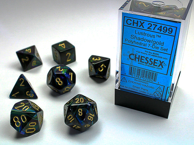 Chessex: 7 Piece Dice Set - Lustrous Shadow/Gold