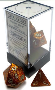 Chessex: 7 Piece Dice Set - Glitter Gold/Silver