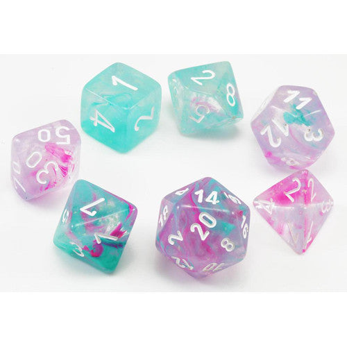 Chessex: 7 Piece Dice Set - Nebula Wisteria/White