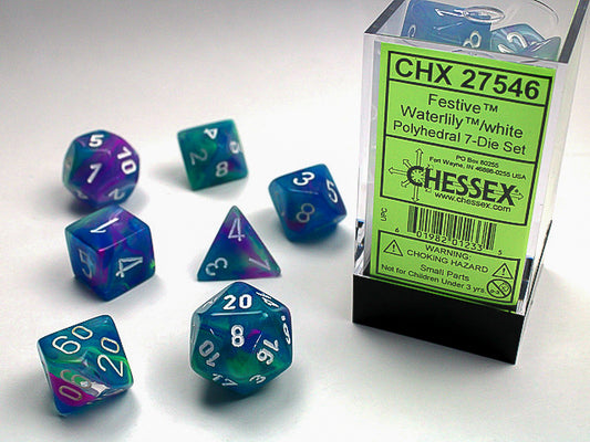 Chessex: 7 Piece Dice Set - Festive Waterlily/White