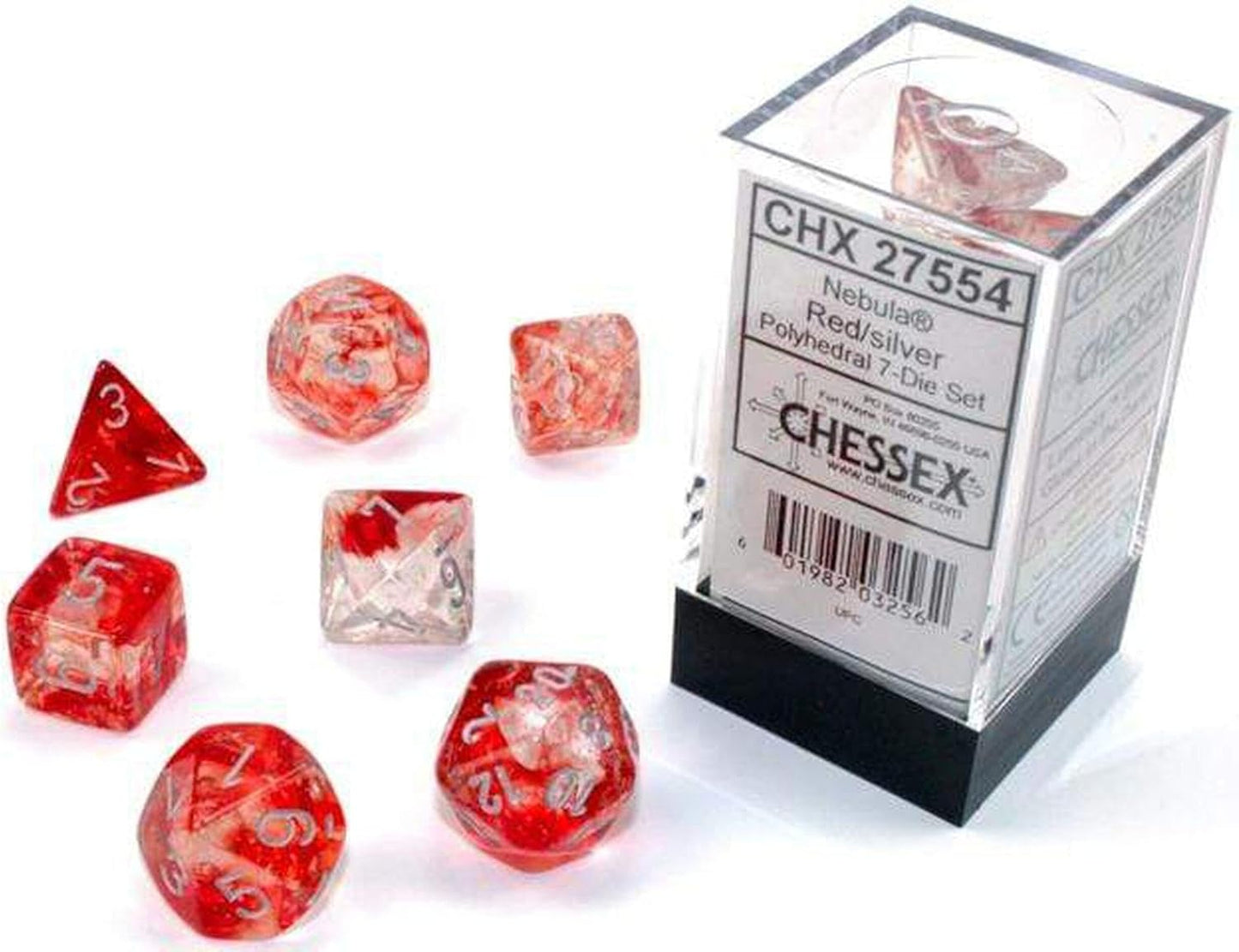 Chessex: 7 Piece Dice Set - Nebula Red/Silver