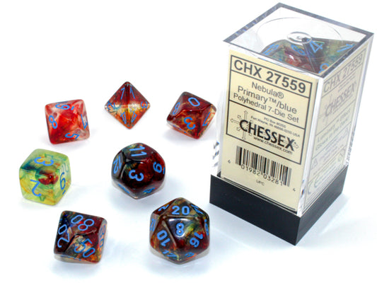 Chessex: 7 Piece Dice Set - Nebula Primary/Blue Luminary