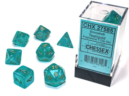 Chessex: 7 Piece Dice Set - Borealis Teal/Gold