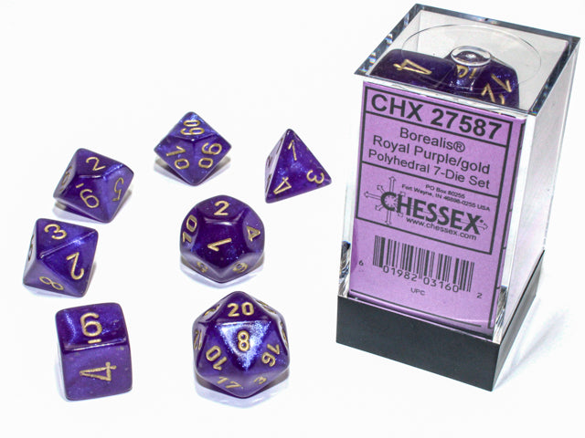 Chessex: 7 Piece Dice Set - Borealis Royal Purple/Gold