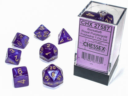 Chessex: 7 Piece Dice Set - Borealis Royal Purple/Gold