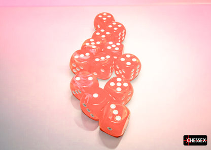 Chessex: 12D6 16MM Dice - Festive Dahlia/White Luminary