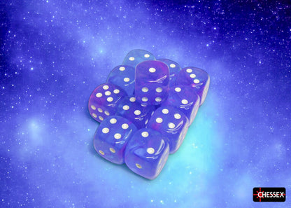 Chessex: 12D6 16MM Dice - Nebula Aura/White Luminary