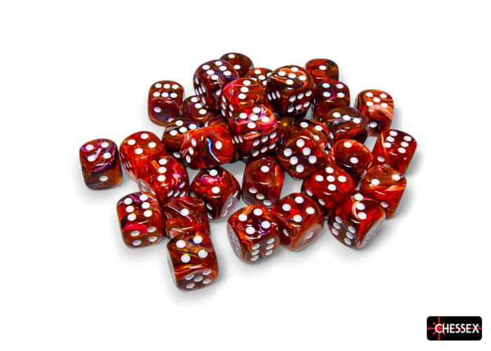 Chessex: 36D6 12MM Dice - Festive Symphony/White