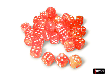 Chessex: 36D6 12MM Dice - Festive Dahlia/White Luminary