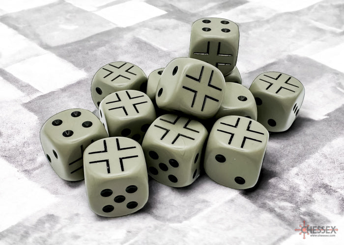 Chessex: 12D6 16MM Dice - German WWII Opaque Dark Grey/Black