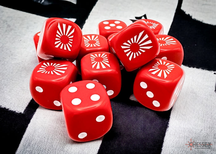 Chessex: 12D6 16MM Dice - Japan WWII Opaque Red/White