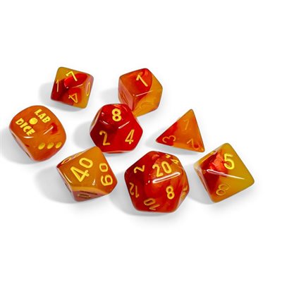 Chessex: 8 Piece Lab Dice Set - Gemini Red/Yellow Luminary