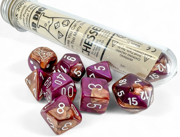 Chessex: 7 Piece Dice Set - Gemini Copper Purple/White