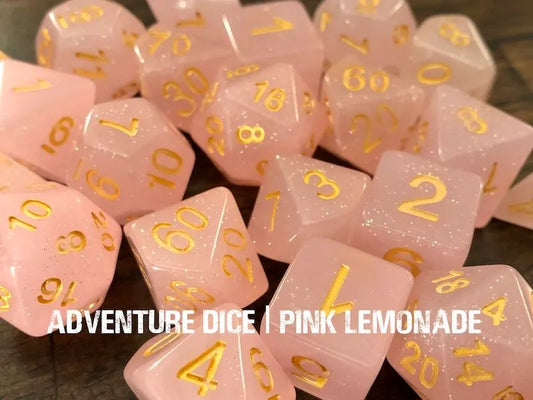 Adventure Dice: 7 Piece Dice Set - Pink Lemonade