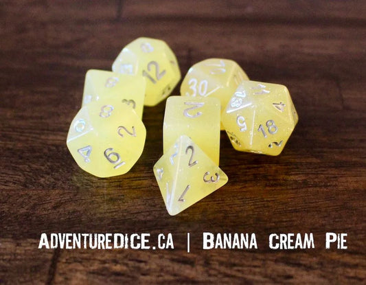 Adventure Dice: 7 Piece Dice Set - Banana Cream Pie