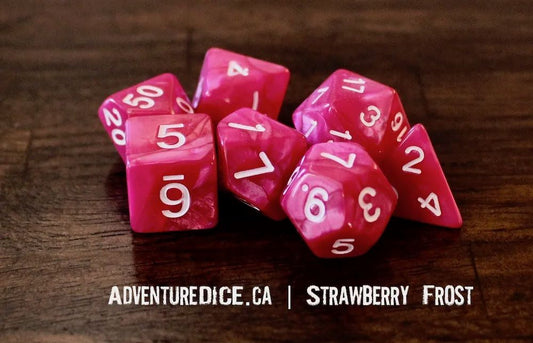 Adventure Dice: 7 Piece Dice Set - Strawberry Frost