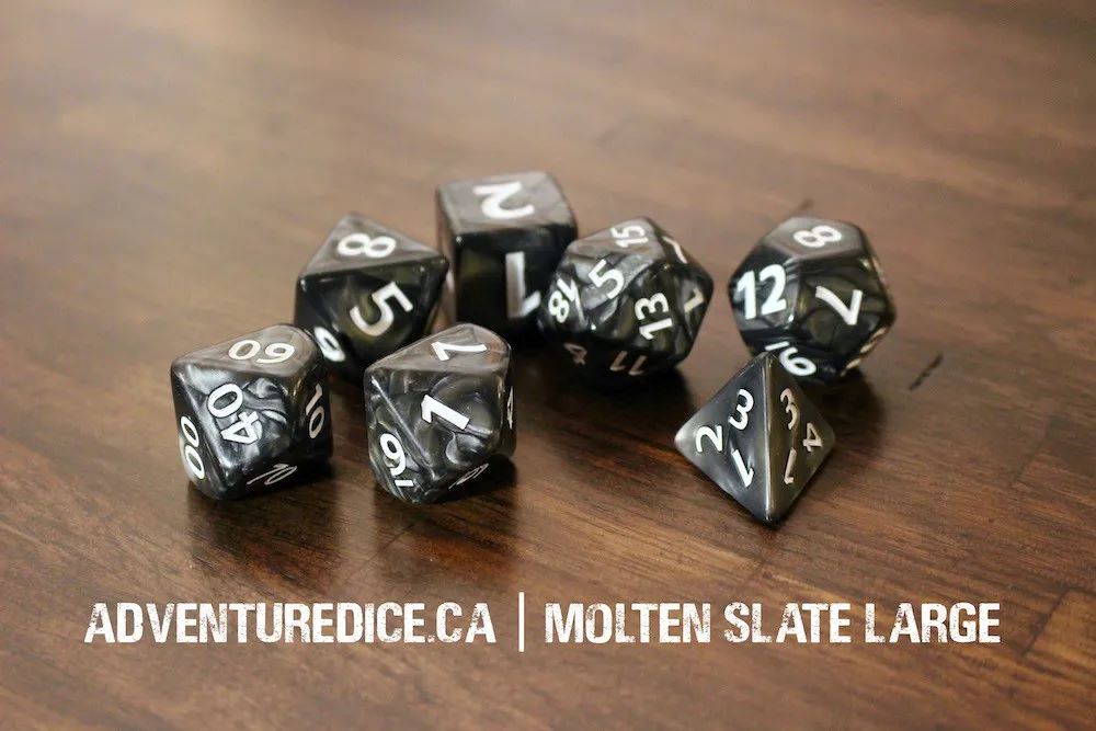 Adventure Dice: 7 Piece Dice Large Set - Molten Slate