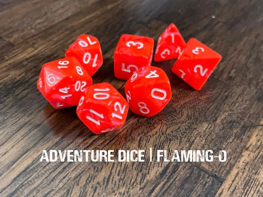 Adventure Dice: 7 Piece Dice Set - Flaming-O