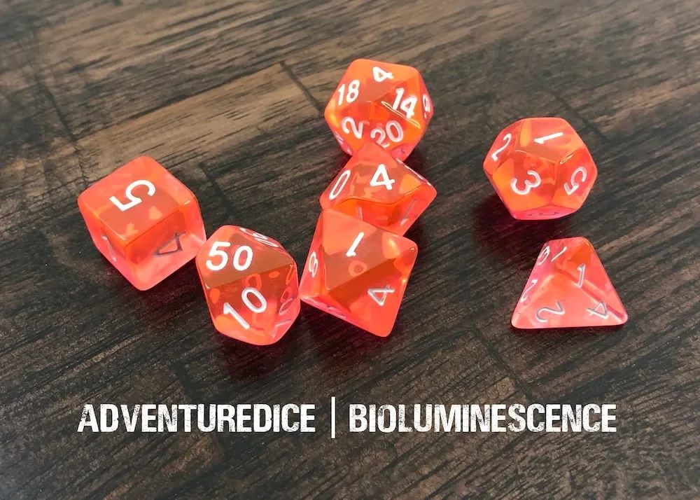 Adventure Dice: 7 Piece Dice Set - Biolumescence