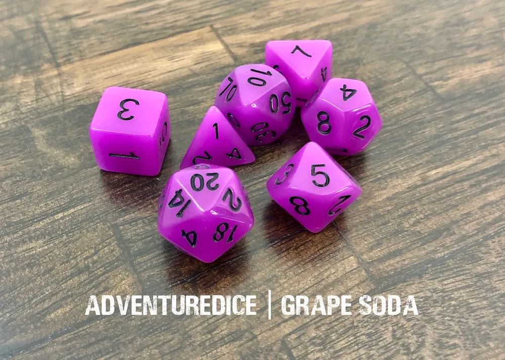 Adventure Dice: 7 Piece Dice Set - Grape Soda