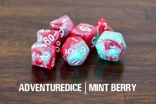 Adventure Dice: 7 Piece Dice Set - Mint Berry