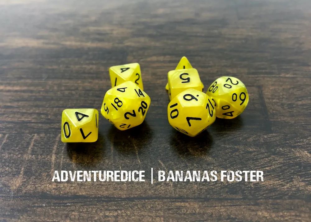 Adventure Dice: 7 Piece Mini Dice Set - Bananas Foster