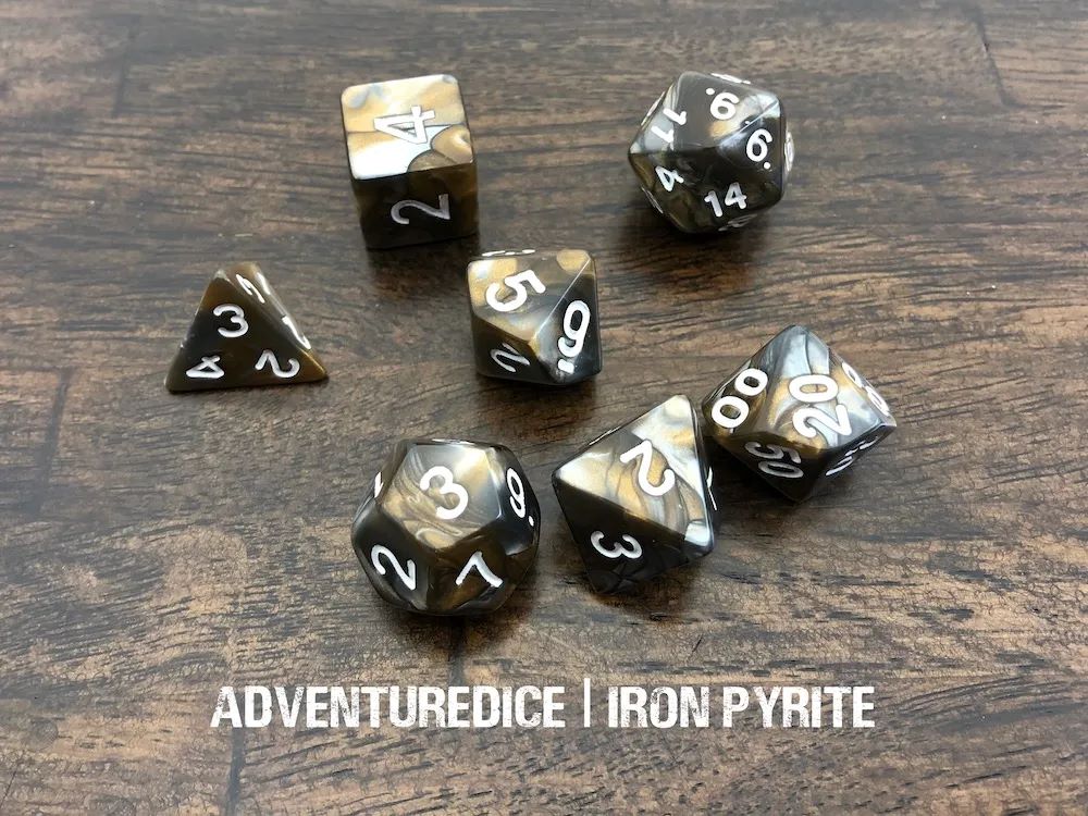 Adventure Dice: 7 Piece Dice Set - Iron Pyrite