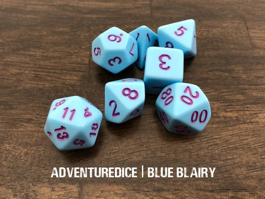 Adventure Dice: 7 Piece Dice Set - Blue Blairy