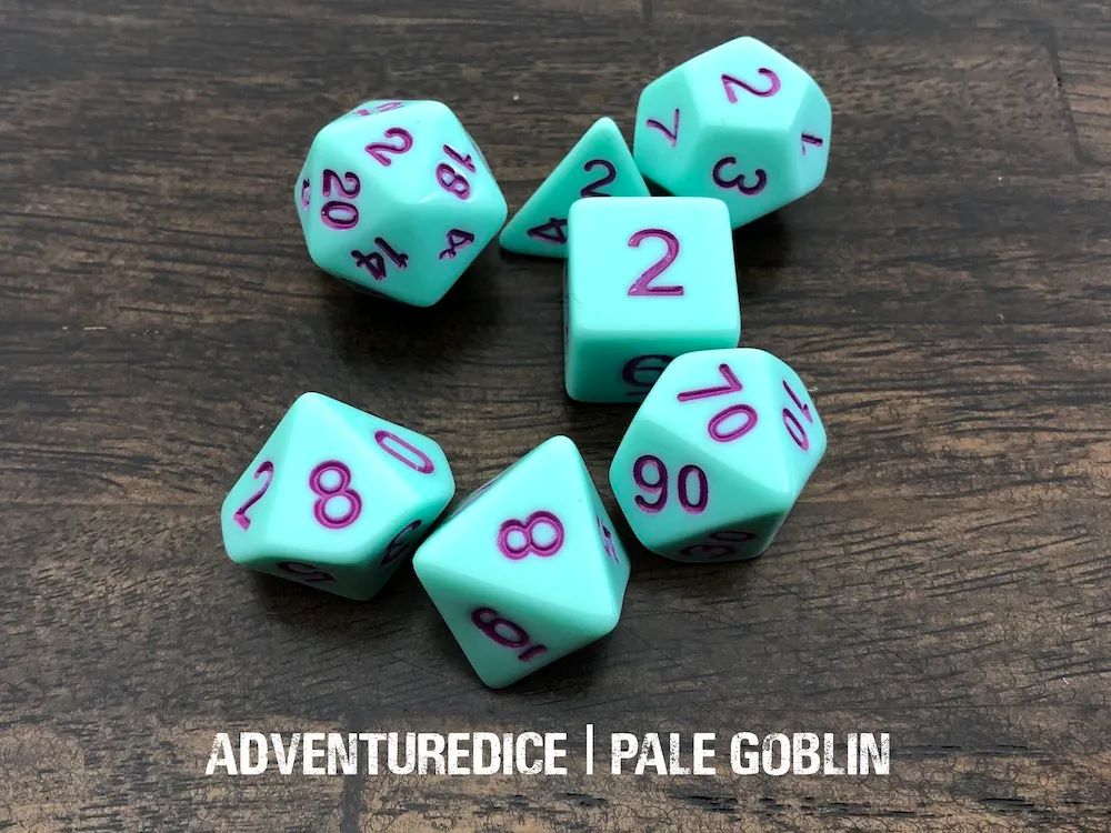 Adventure Dice: 7 Piece Dice Set - Pale Goblin