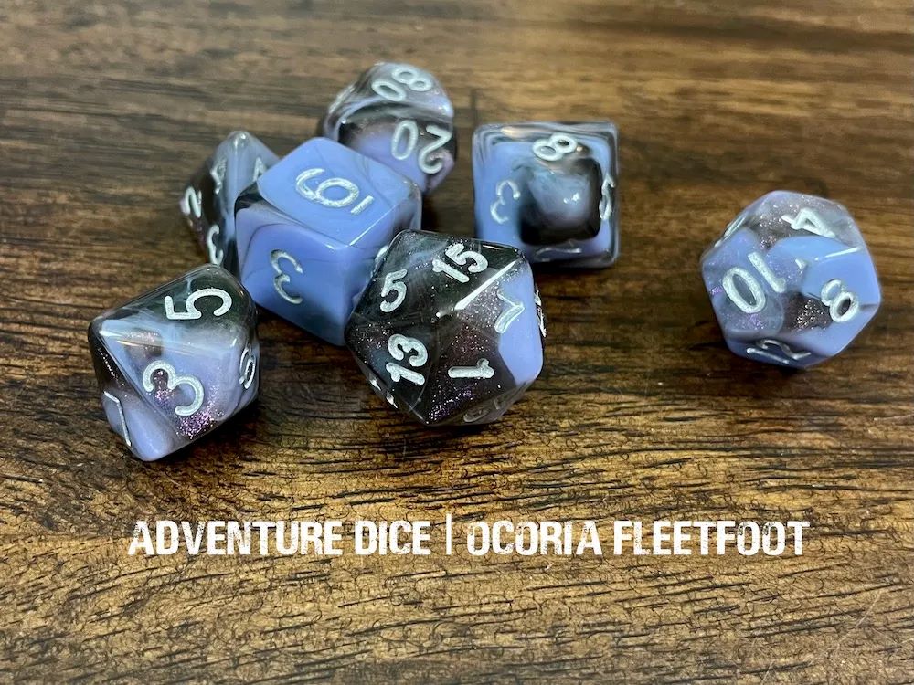 Adventure Dice: 7 Piece Dice Set - Ocoria Fleetfoot