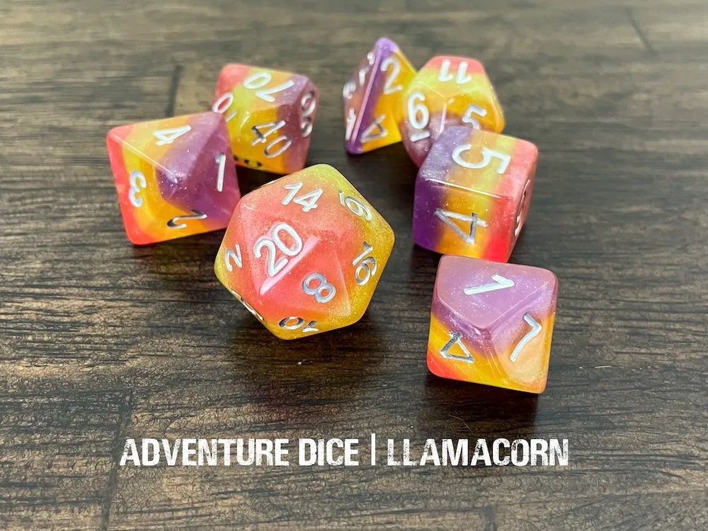 Adventure Dice: 7 Piece Dice Set - Llamacorn