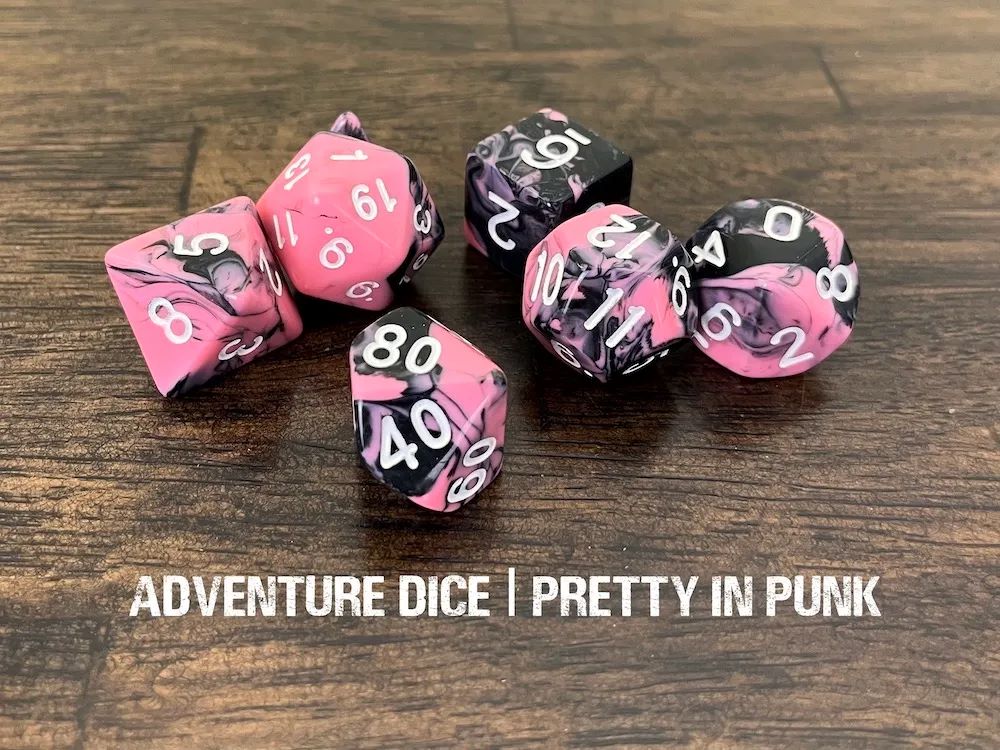 Adventure Dice: 7 Piece Dice Set - Pretty In Punk