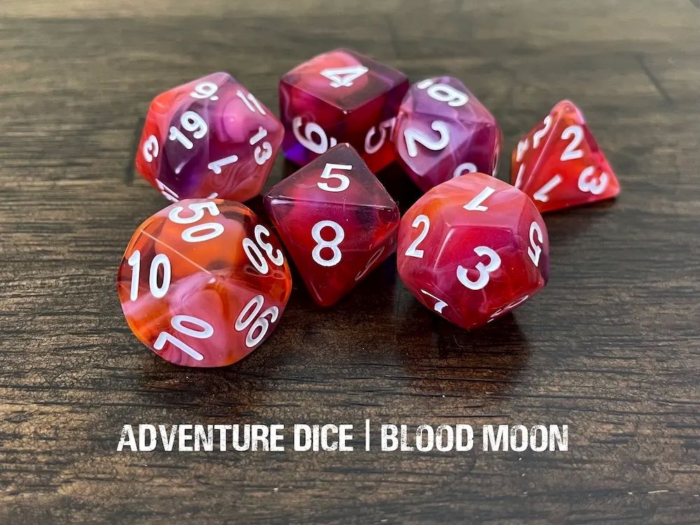 Adventure Dice: 7 Piece Dice Set - Blood Moon