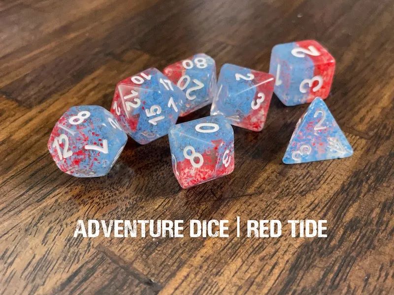Adventure Dice: 7 Piece Dice Set - Red Tide