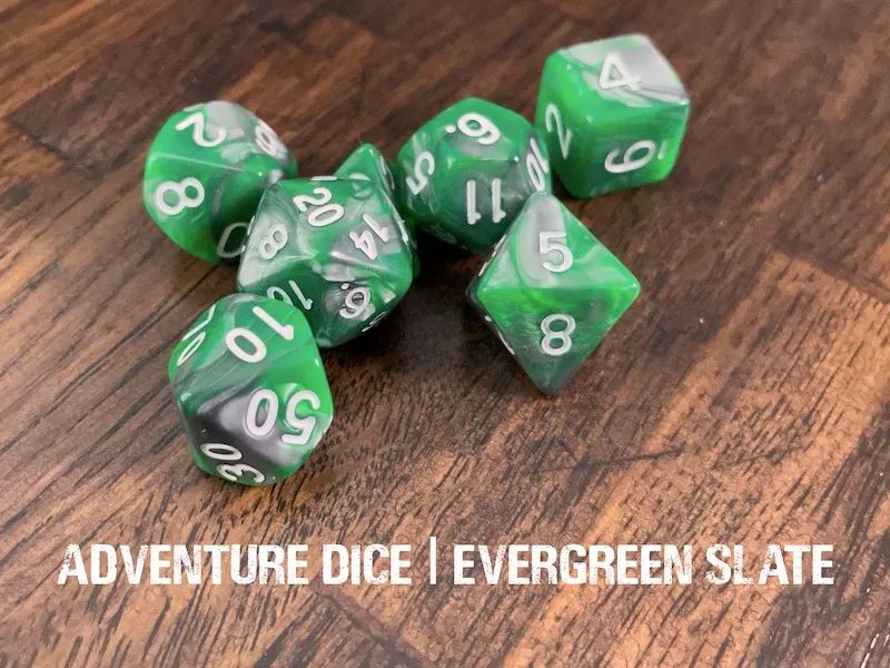 Adventure Dice: 7 Piece Dice Set - Evergreen Slate