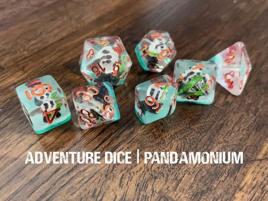Adventure Dice: 7 Piece Dice Set - Pandamonium