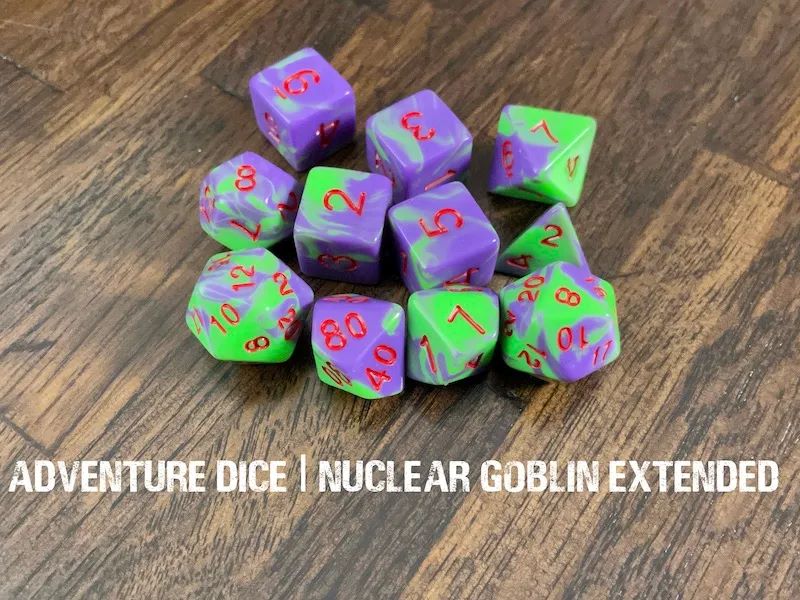 Adventure Dice: 11 Piece Dice Set - Nuclear Goblin