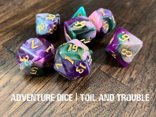 Adventure Dice: 7 Piece Dice Set - Toil And Trouble