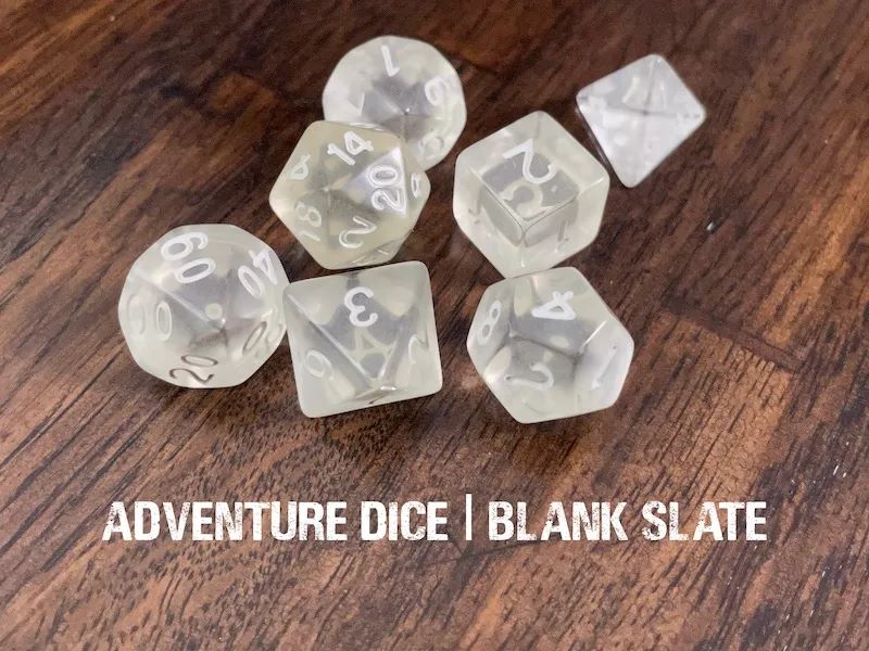 Adventure Dice: 7 Piece Dice Set - Blank Slate