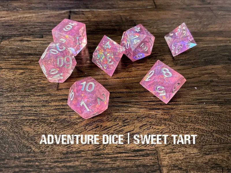 Adventure Dice: 7 Piece Resin Dice Set - Sweet Tart