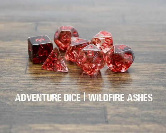 Adventure Dice: 7 Piece Dice Set - Wildfire Ashes