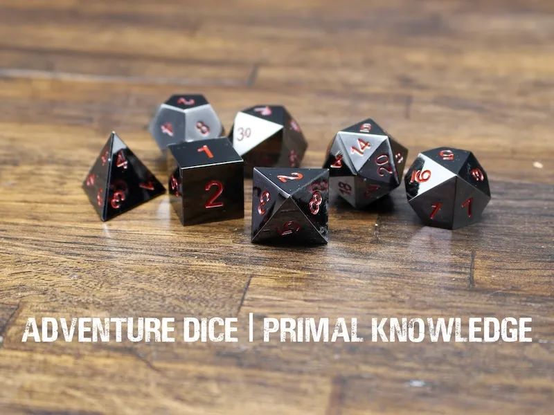 Adventure Dice: 7 Piece Metal Dice Set - Primal Knowledge