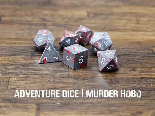 Adventure Dice: 7 Piece Metal Dice Set - Murder Hobo