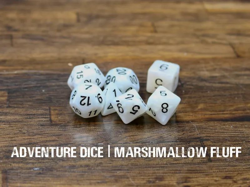 Adventure Dice: 7 Piece Dice Set - Marshmallow Fluff